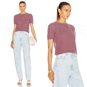 SABLYN Ethan 100% Cashmere Cropped Sweater T-Shirt in Rose Pink